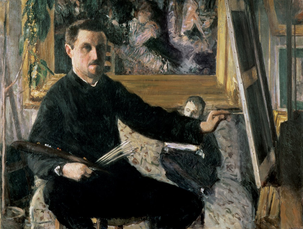 Zelfportret met een Ezeltje, c.1879 door Gustave Caillebotte