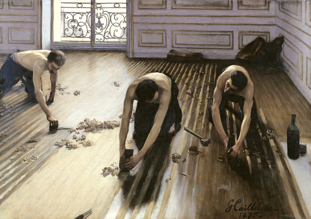 De parketleggers door Gustave Caillebotte