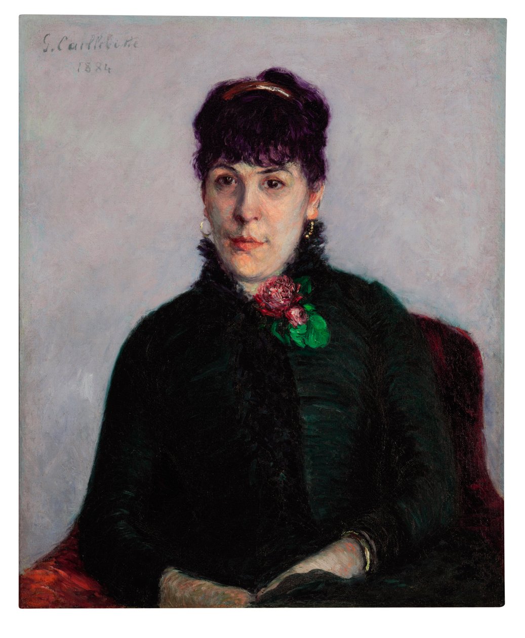 Vrouw met een roos, 1884 door Gustave Caillebotte