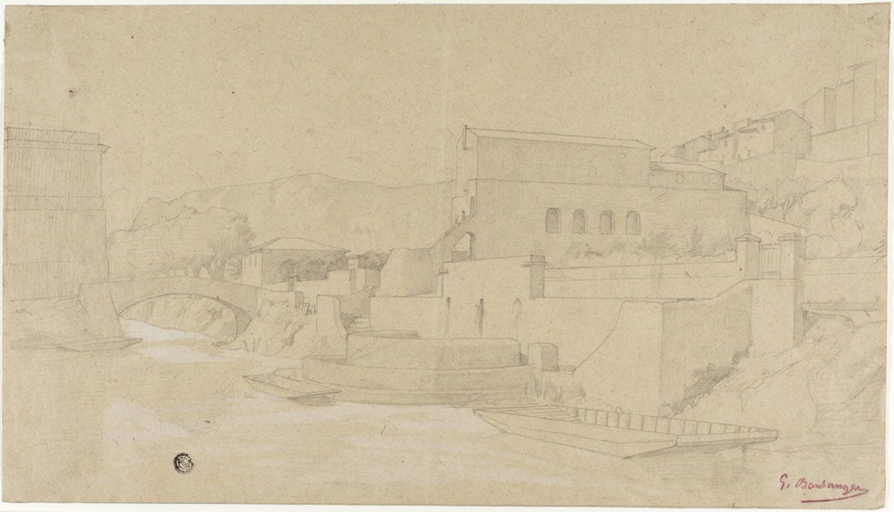 Italiaans Stadje aan een Rivier door Gustave Clarence Rodolphe Boulanger