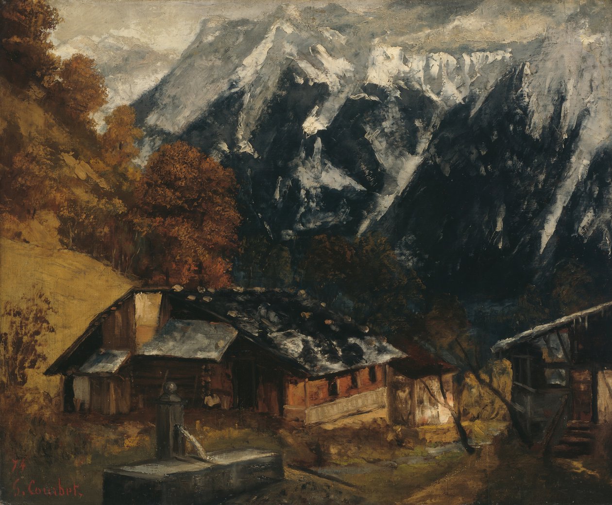 Een Alpenlandschap door Gustave Courbet