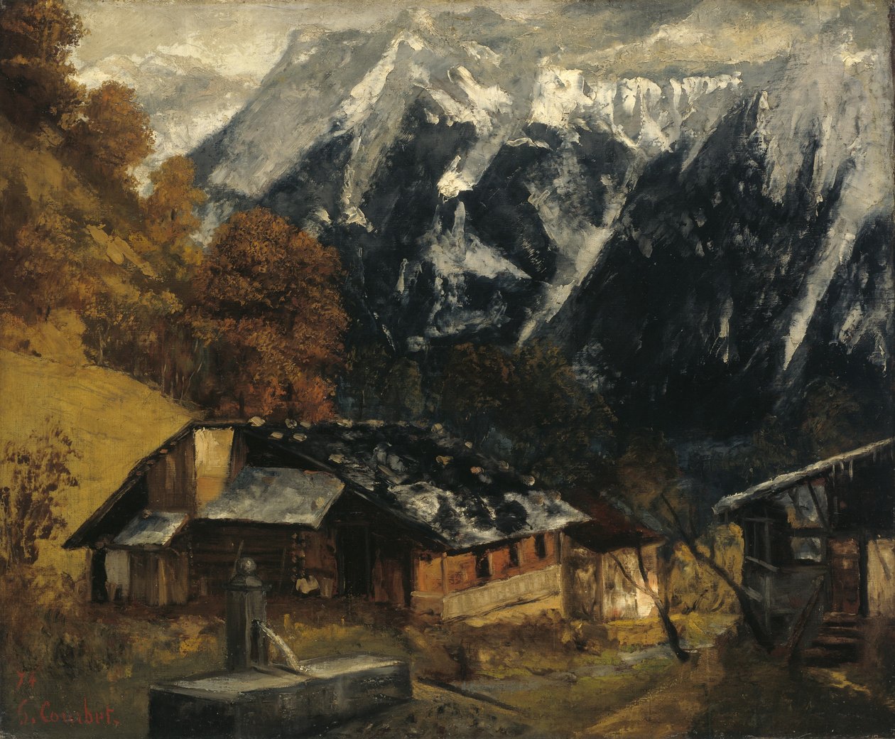 Een Alpenlandschap door Gustave Courbet