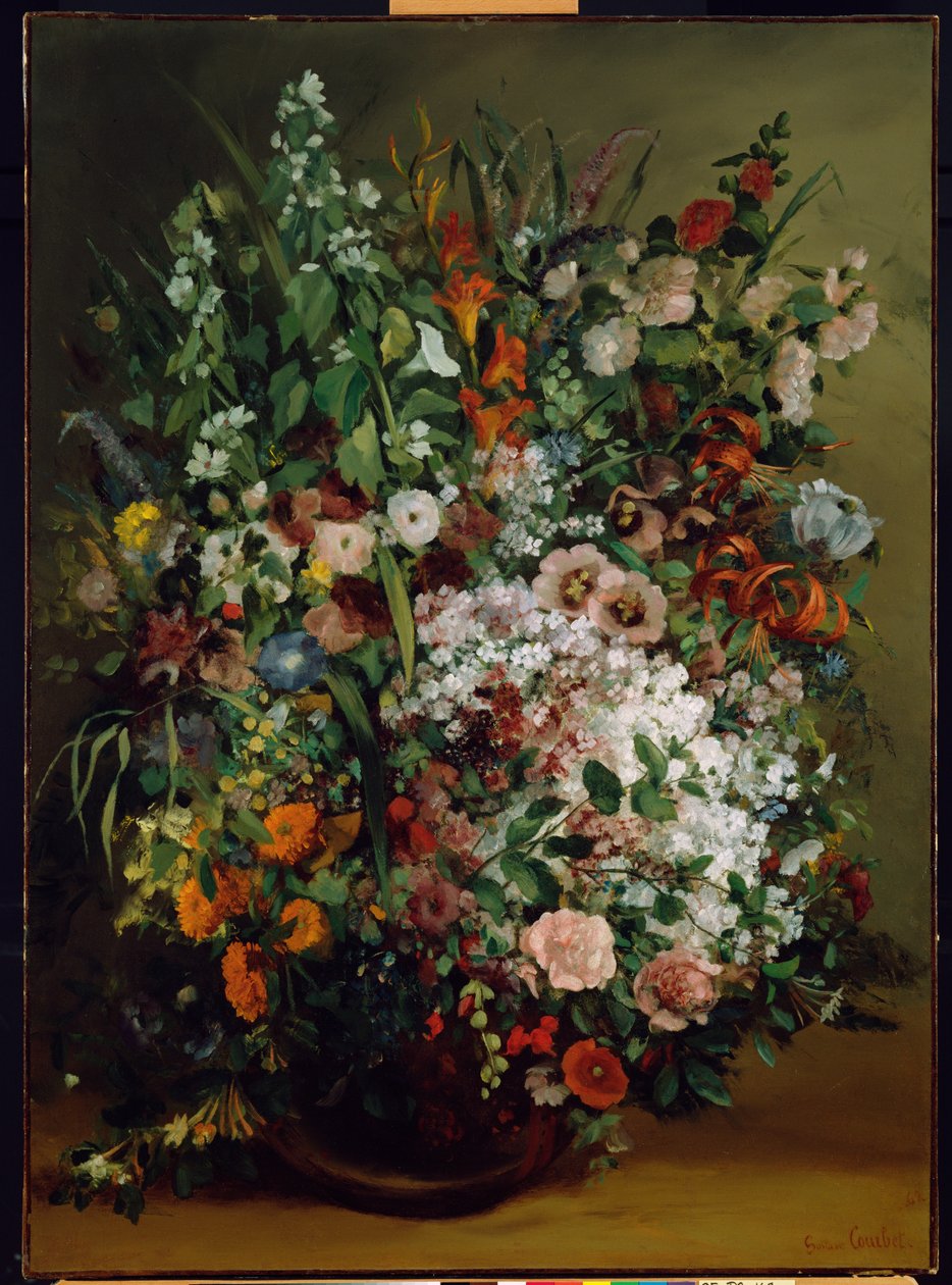 Boeket bloemen in een vaas door Gustave Courbet