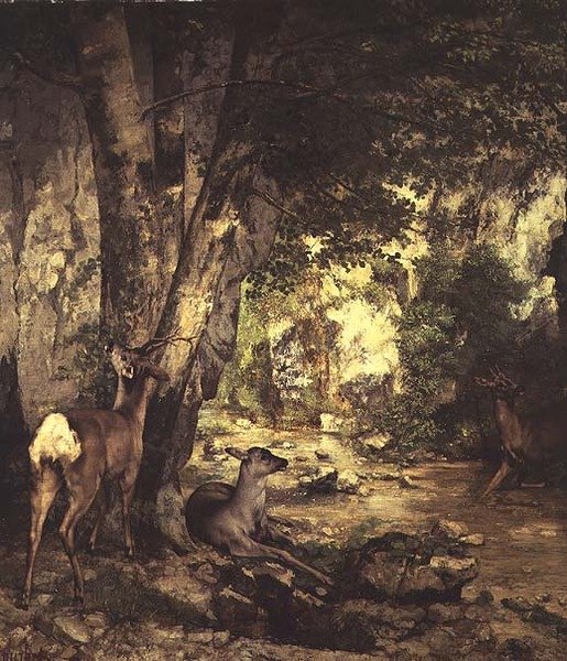 La Remise des Chevreuils (detail) door Gustave Courbet