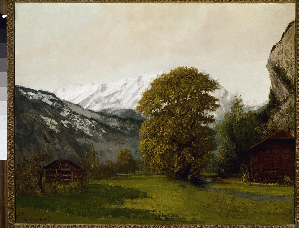 Landschap in Interlaken, Zwitserland door Gustave Courbet