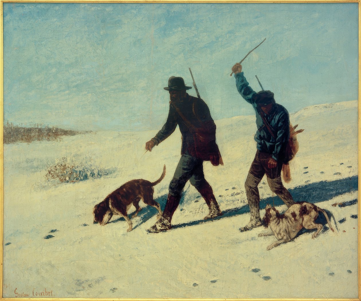 De stropers in de sneeuw door Gustave Courbet