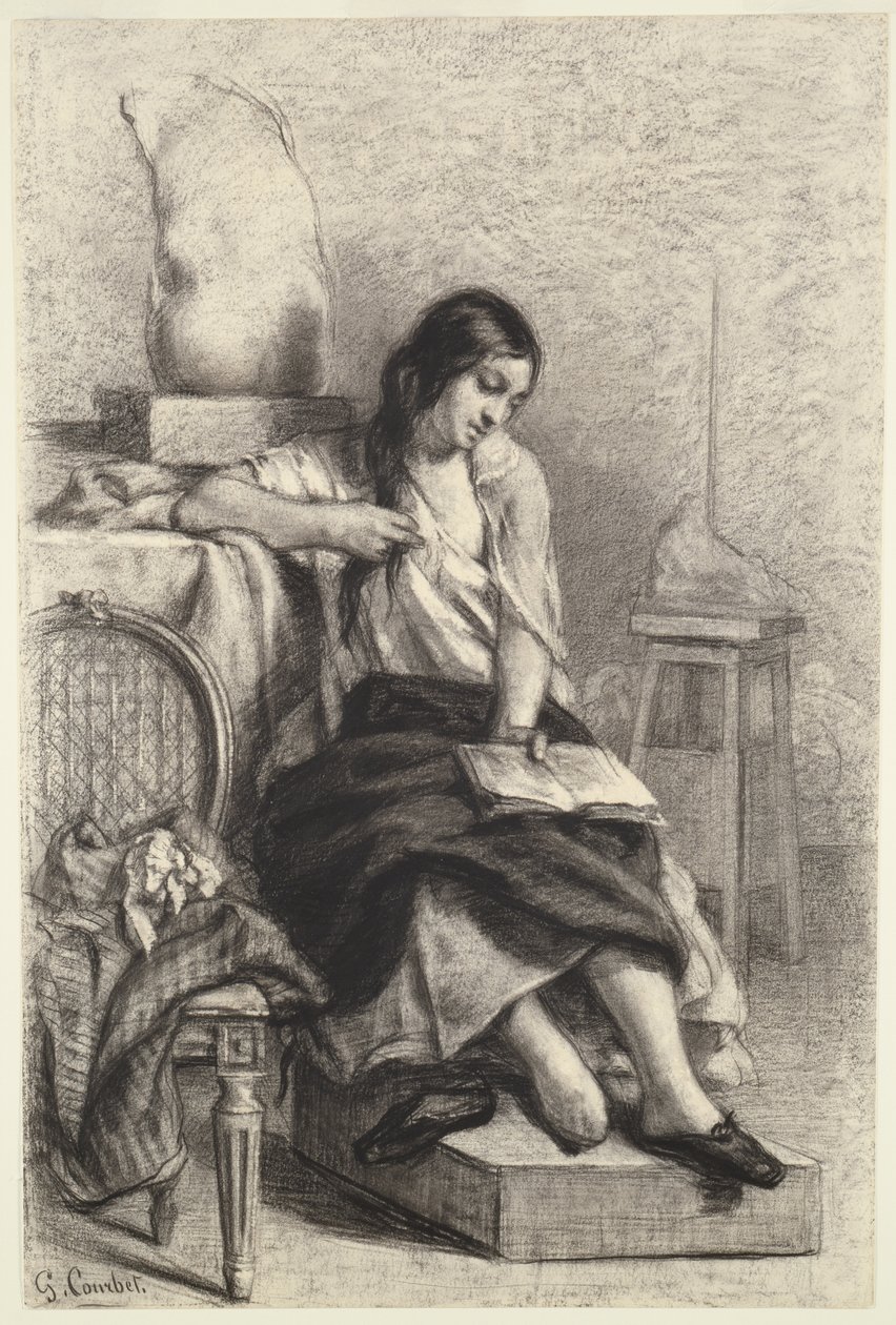 Modellezen in de studio door Gustave Courbet