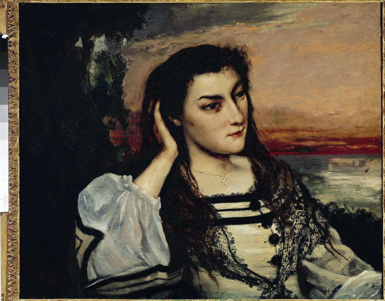 Dromerij (Portret van Gabrielle Borreau) door Gustave Courbet