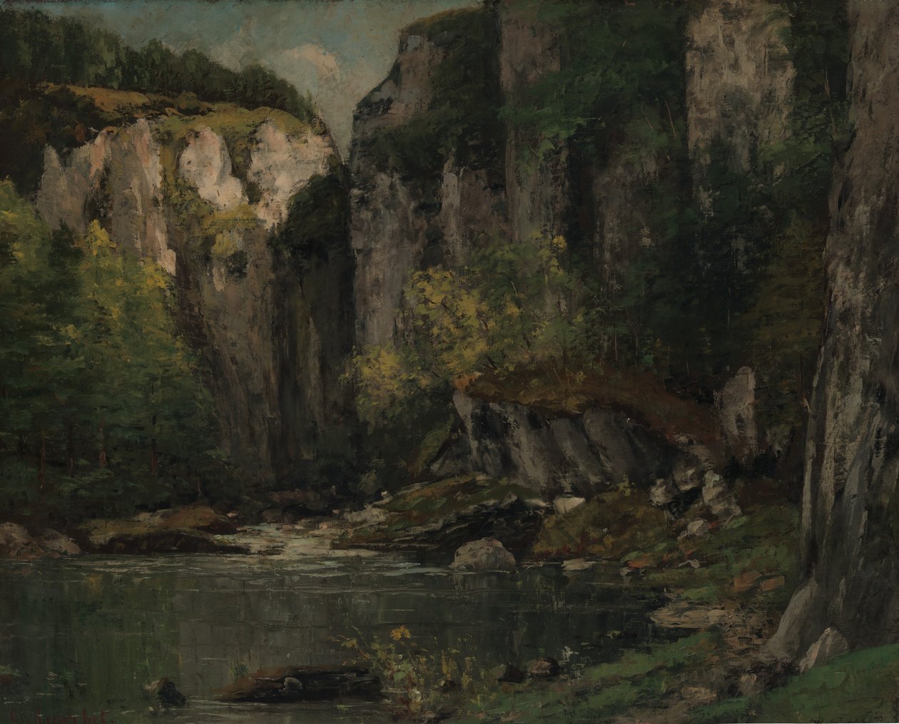 Rivier en Rotsen, 1873-77 door Gustave Courbet
