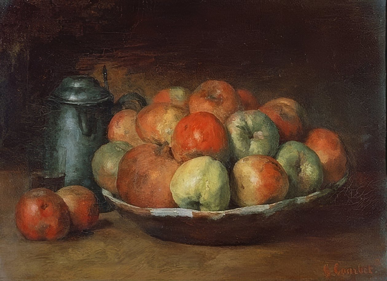 Stilleven met appels en een granaatappel door Gustave Courbet