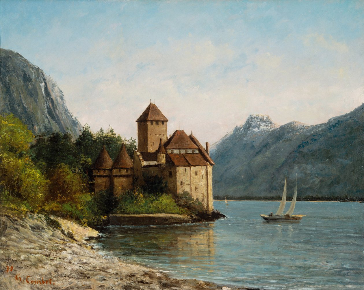 Het Kasteel van Chillon, Avond, c.1872 door Gustave Courbet