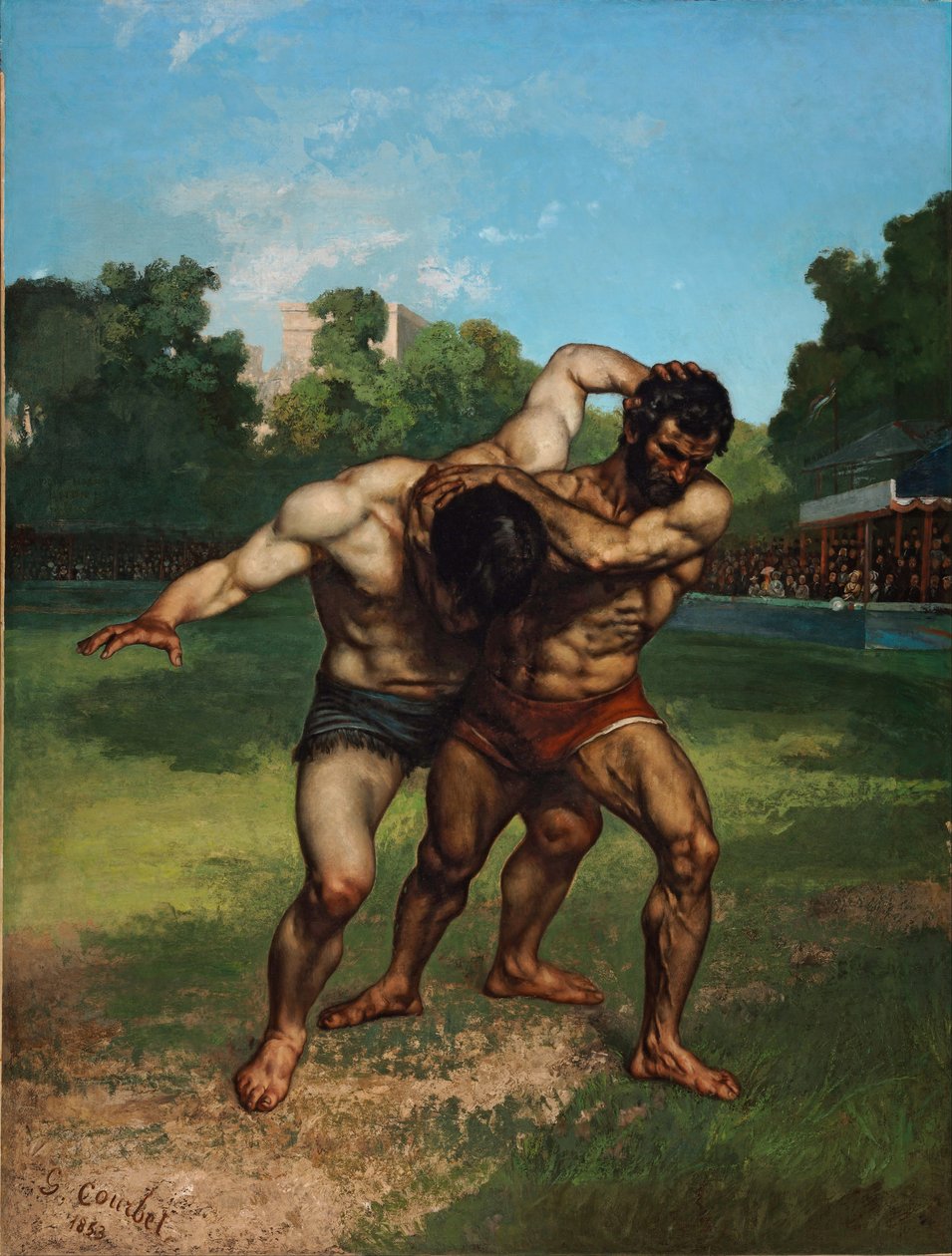 De Worstelaars door Gustave Courbet