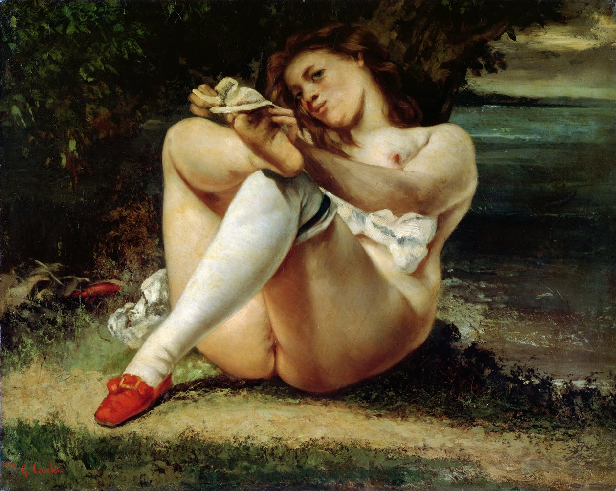 Vrouw in witte kousen, c.1861 door Gustave Courbet
