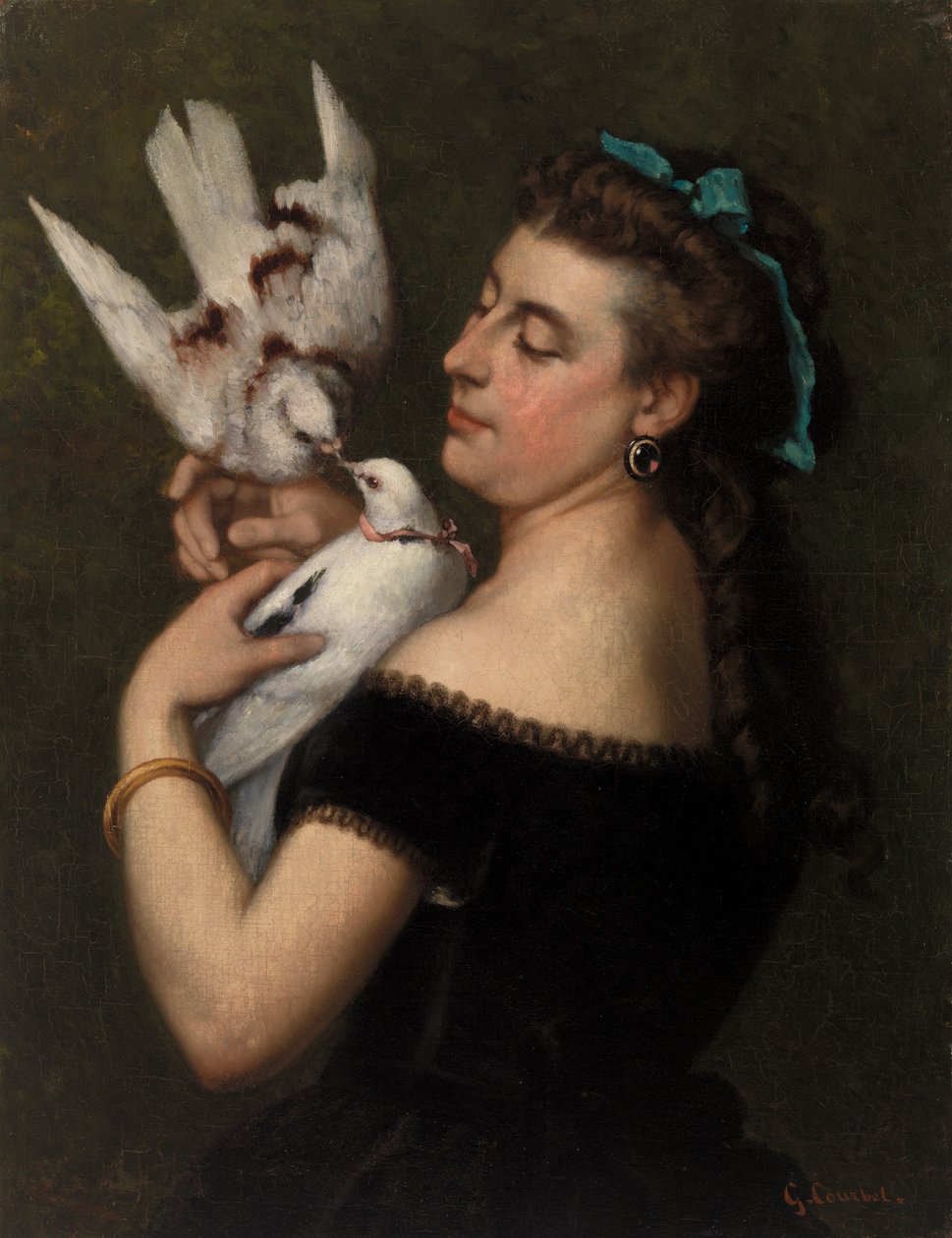 Vrouw met duiven door Gustave Courbet