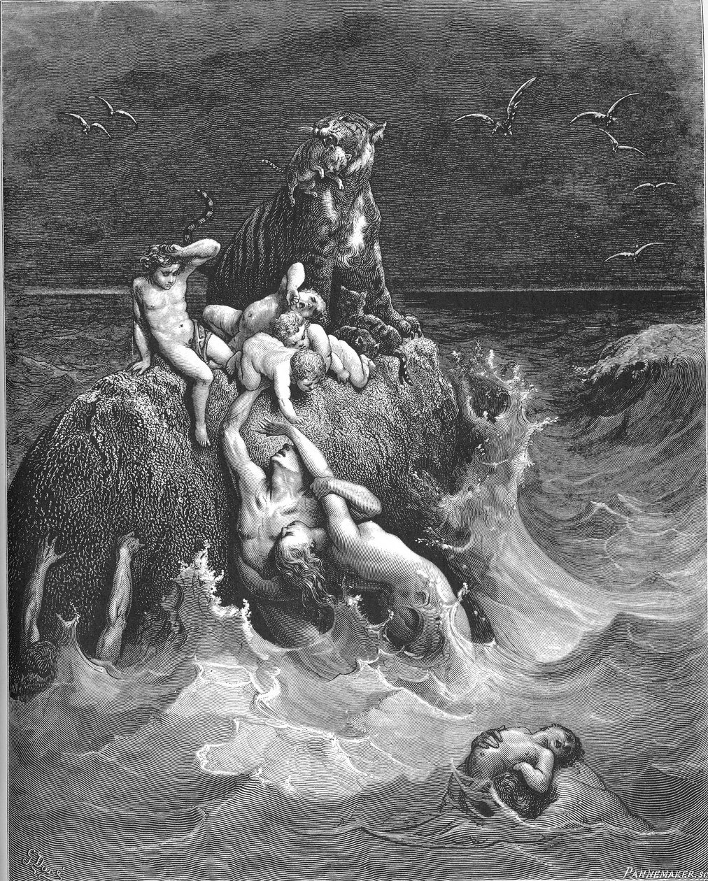 De grote zondvloed (Gen. 7:11-24) door Gustave Dore