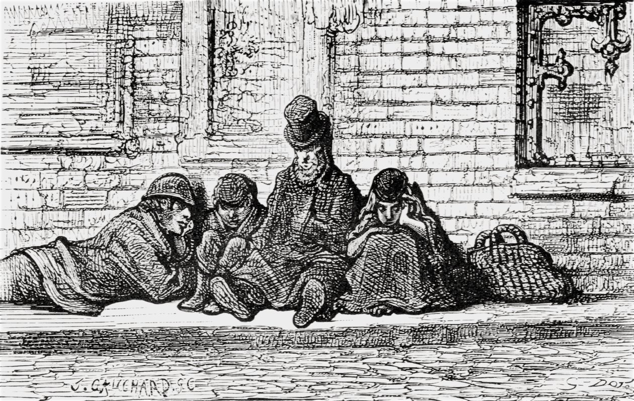 Slapend op de Straten, 1872 door Gustave Dore