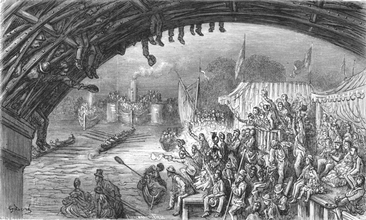 Barnes Bridge, 1872 door Gustave Dore