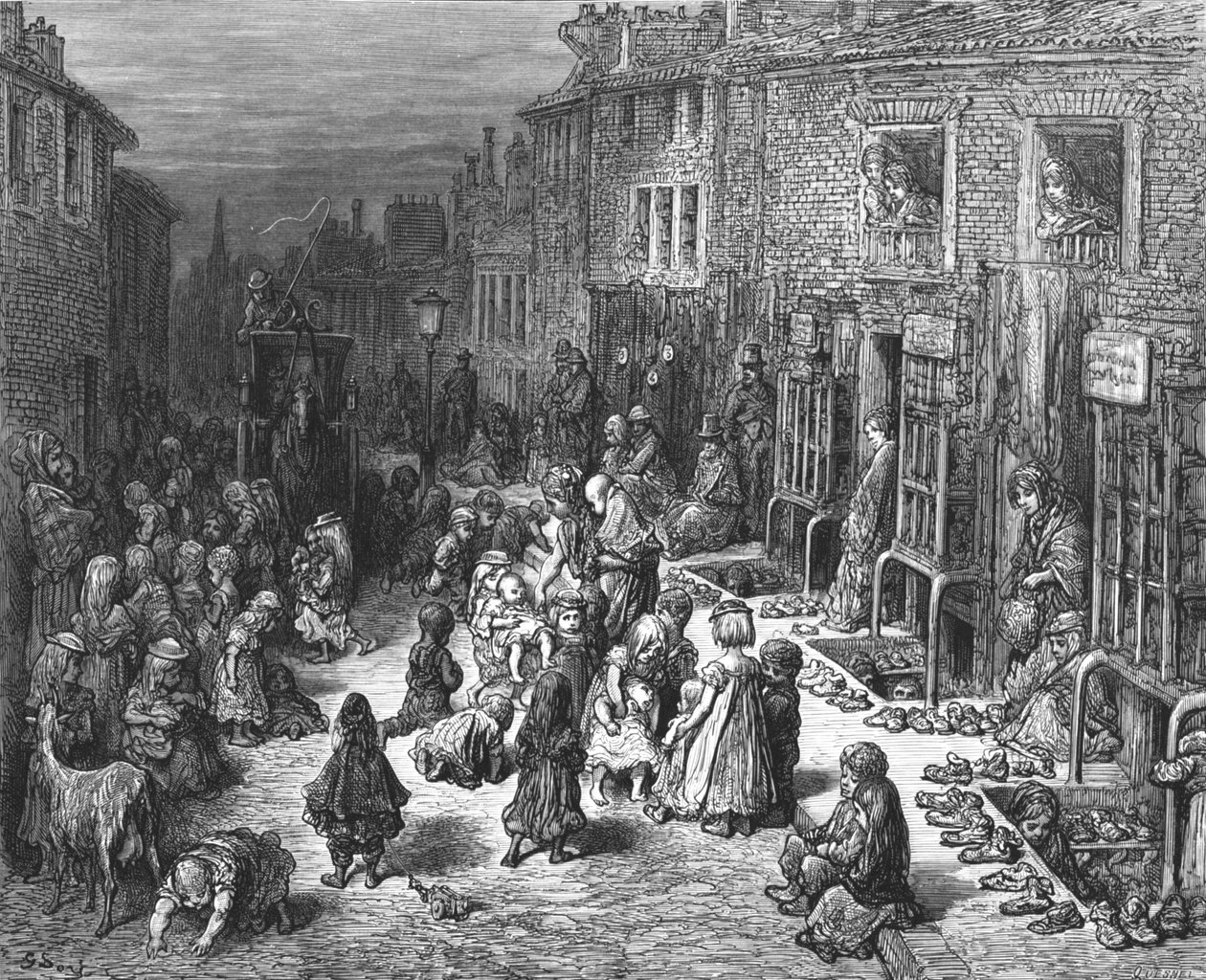 Dudley Street, Seven Dials door Gustave Dore
