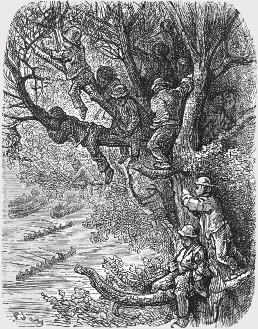Zittend in de bomen door Gustave Dore
