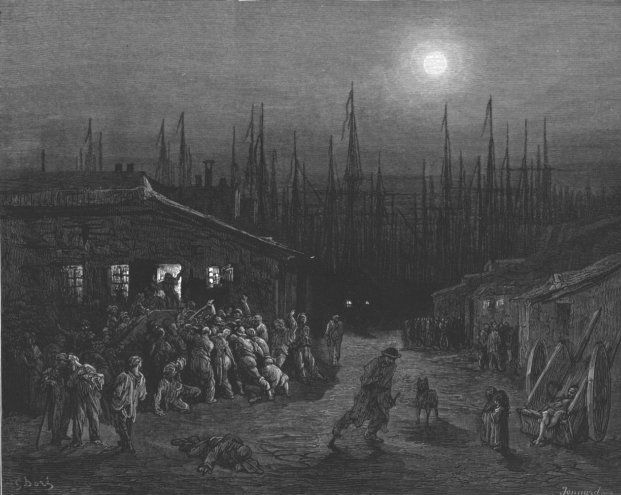 De Docks - Nacht Scène door Gustave Dore