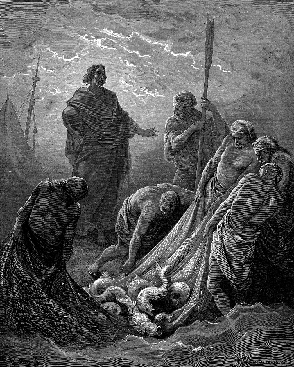 De wonderbaarlijke visvangst door Gustave Dore