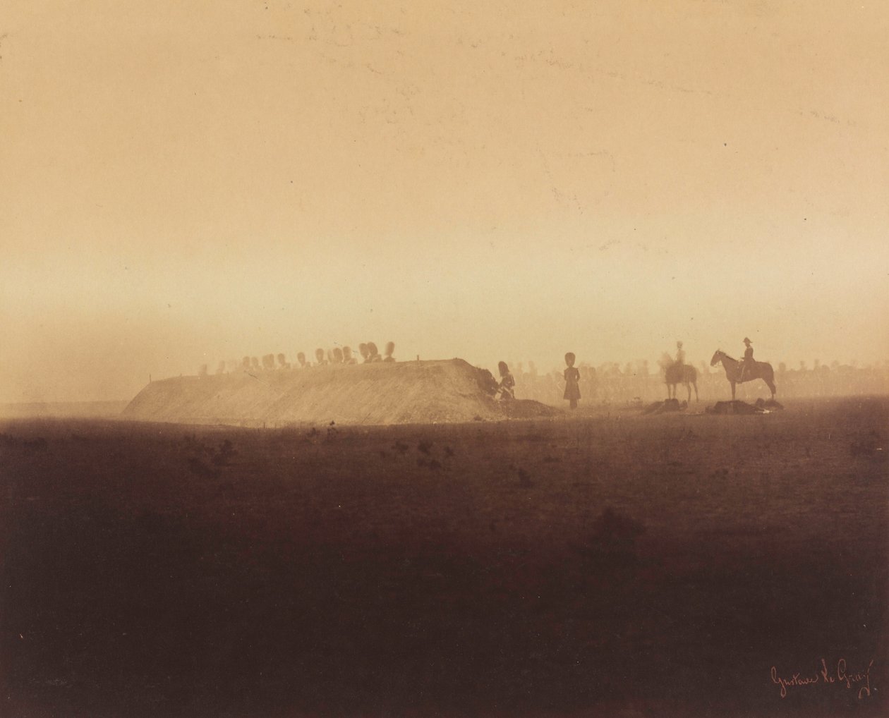 Cavaleriemanoeuvres, Kamp van Châlons, 1857 (foto) door Gustave Le Gray