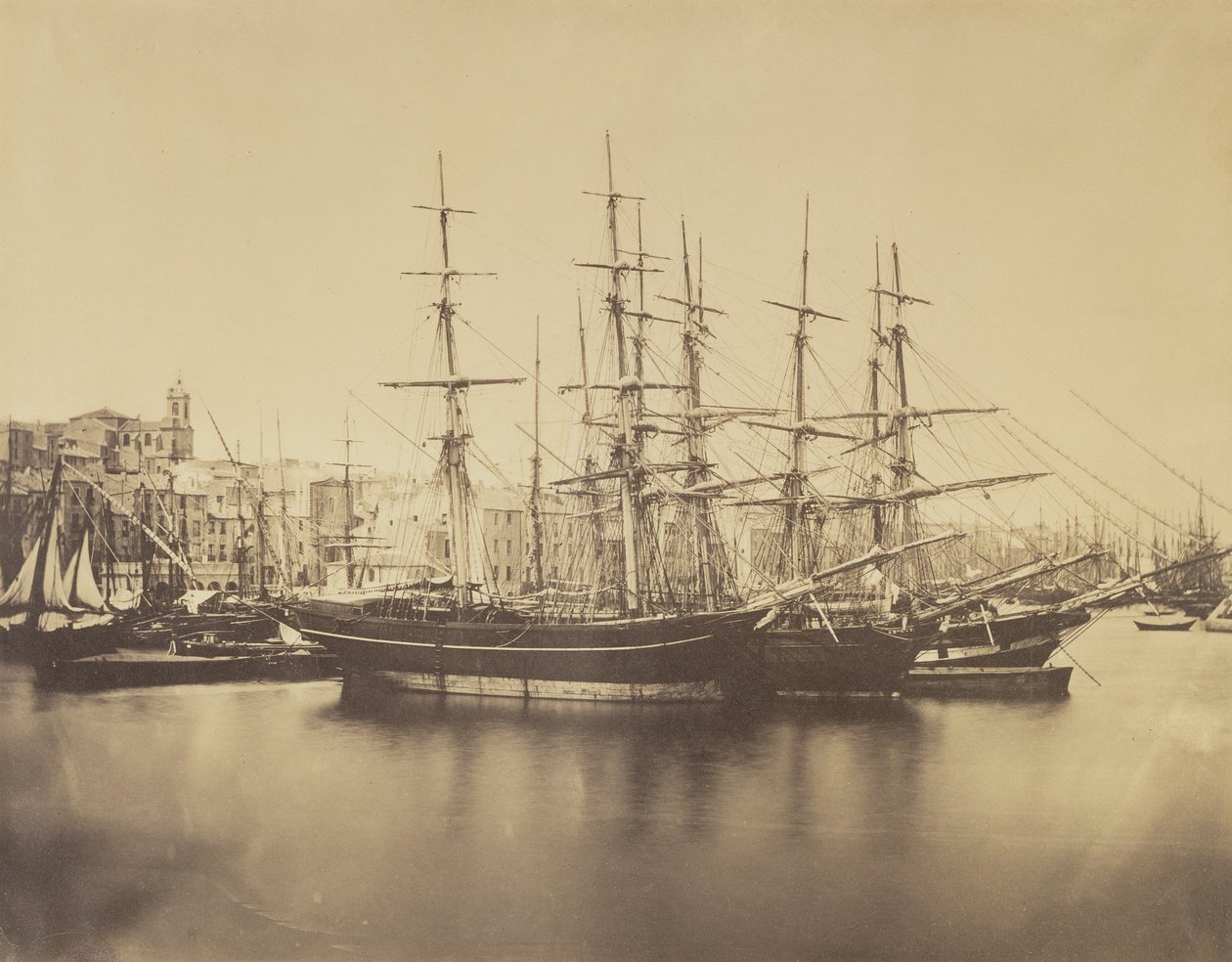 Schepen in de haven, Sète door Gustave Le Gray