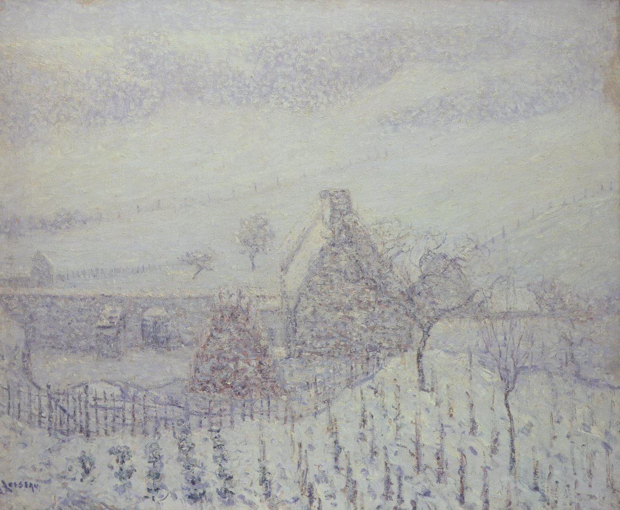 Sneeuwstorm in Hedouville door Gustave Loiseau