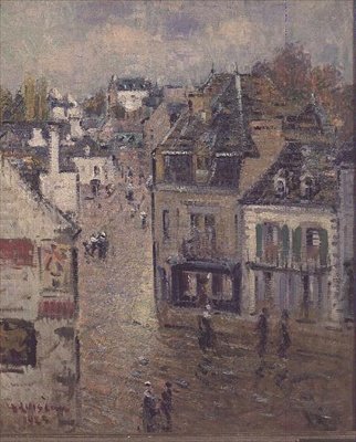 Straat in Pont Aven na de regen door Gustave Loiseau