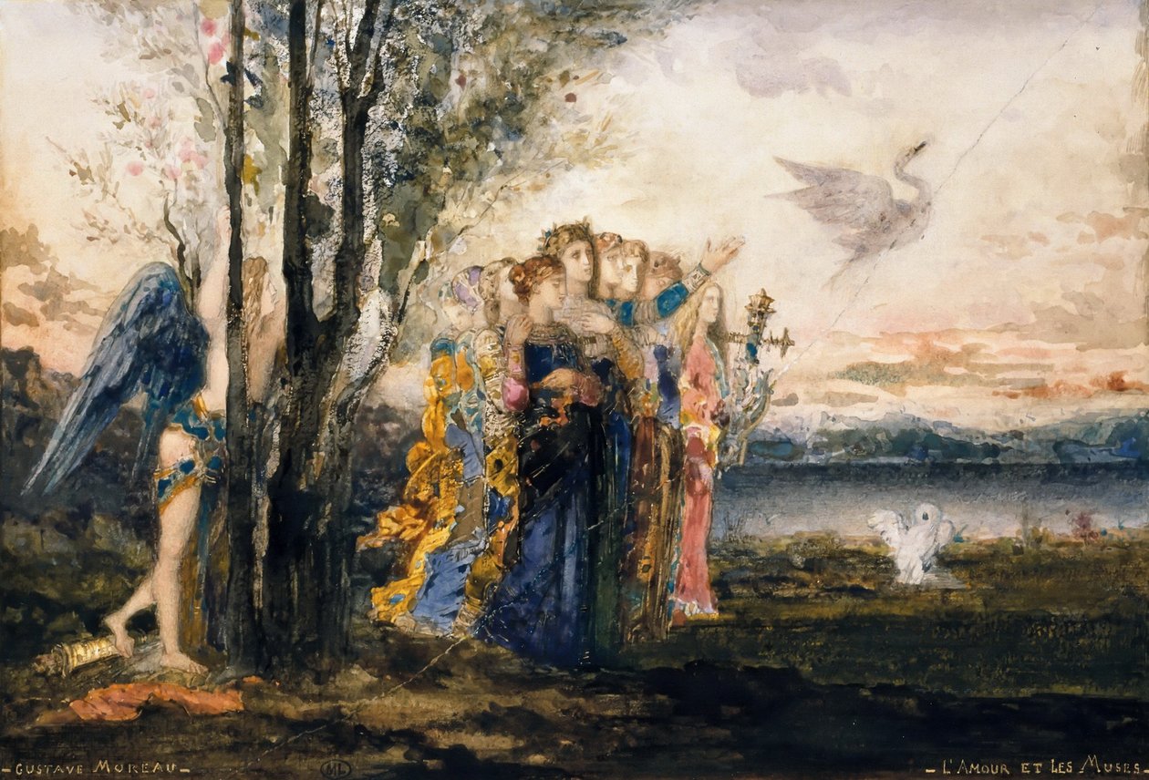 Cupido en de Muzen door Gustave Moreau