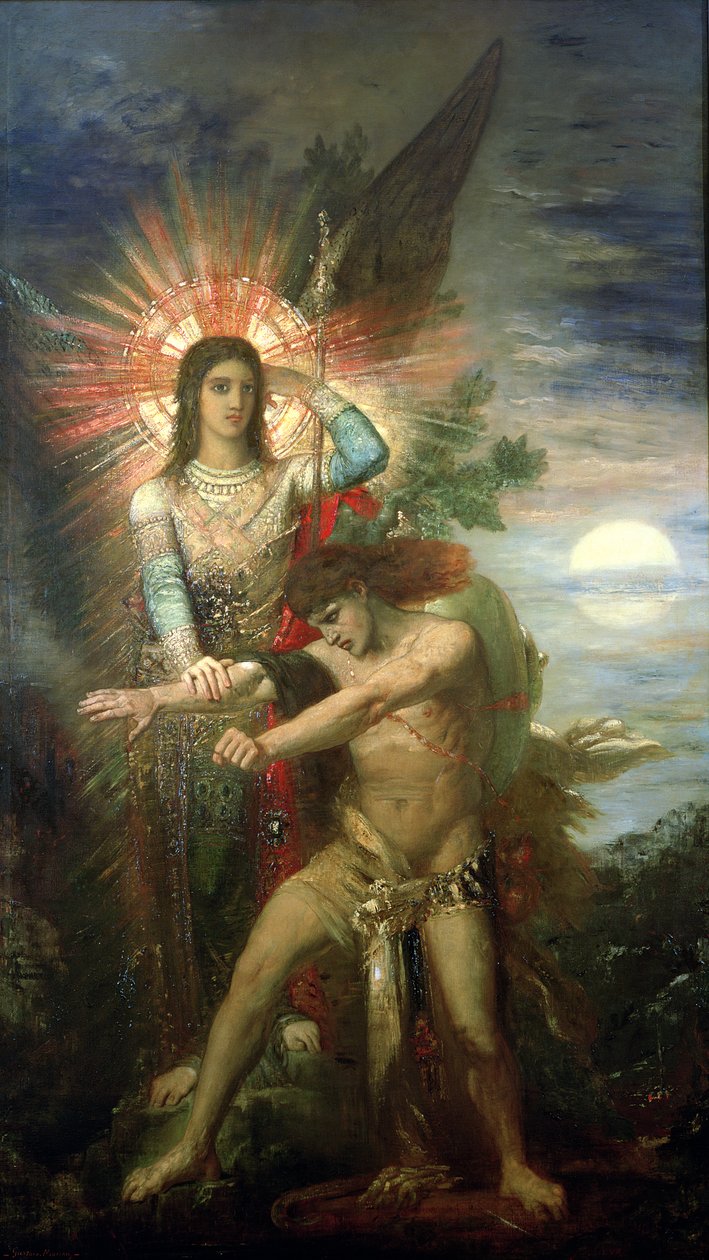 Jacob en de engel, 1878 door Gustave Moreau