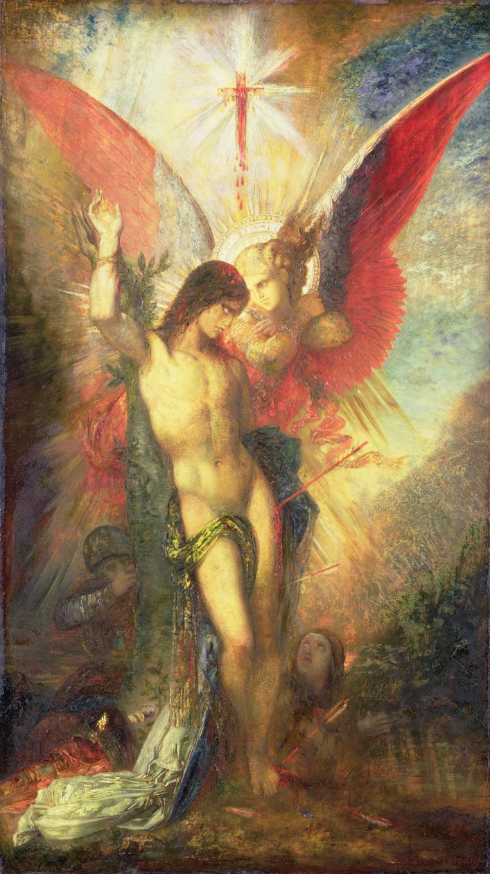 St. Sebastian en de engel, ca. 1876 door Gustave Moreau