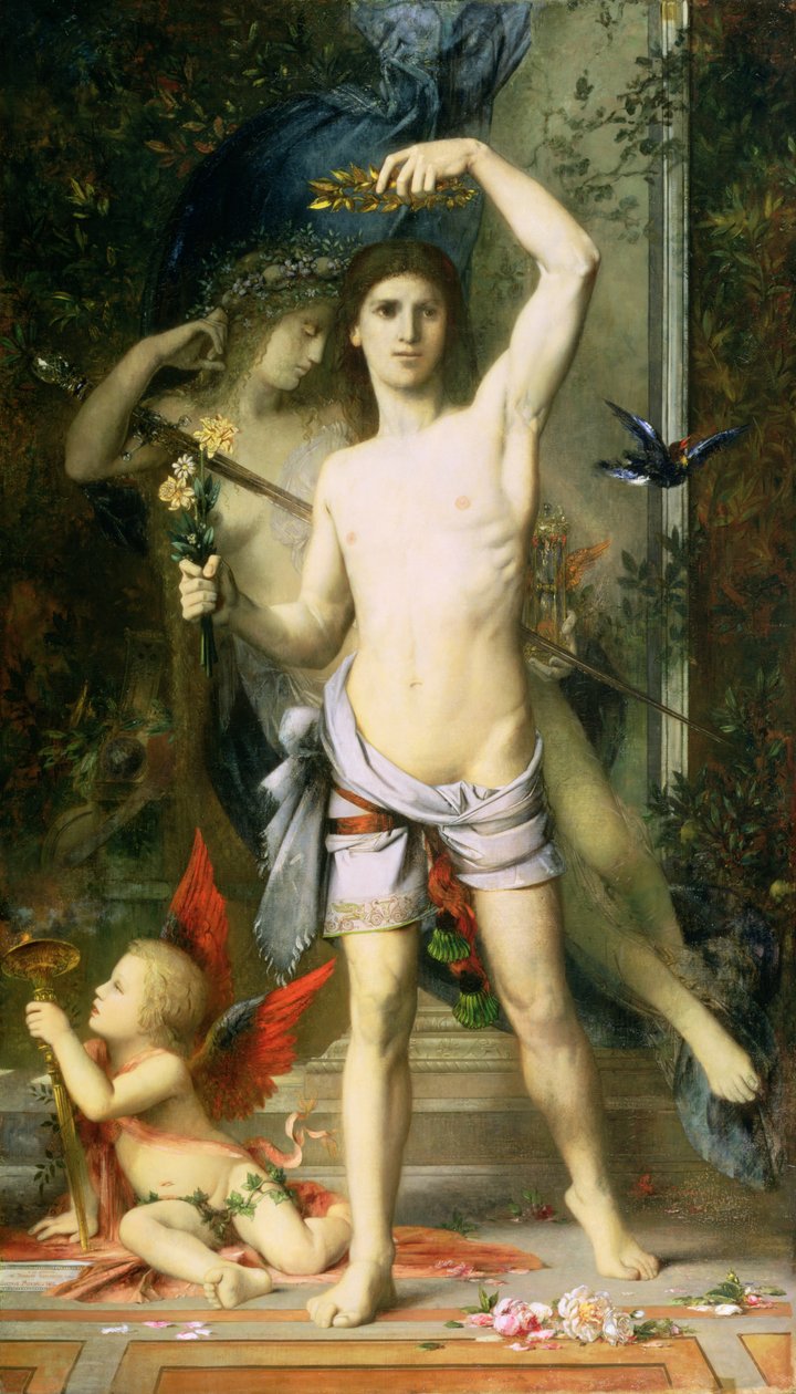 De jonge man en de dood, 1856-65 door Gustave Moreau