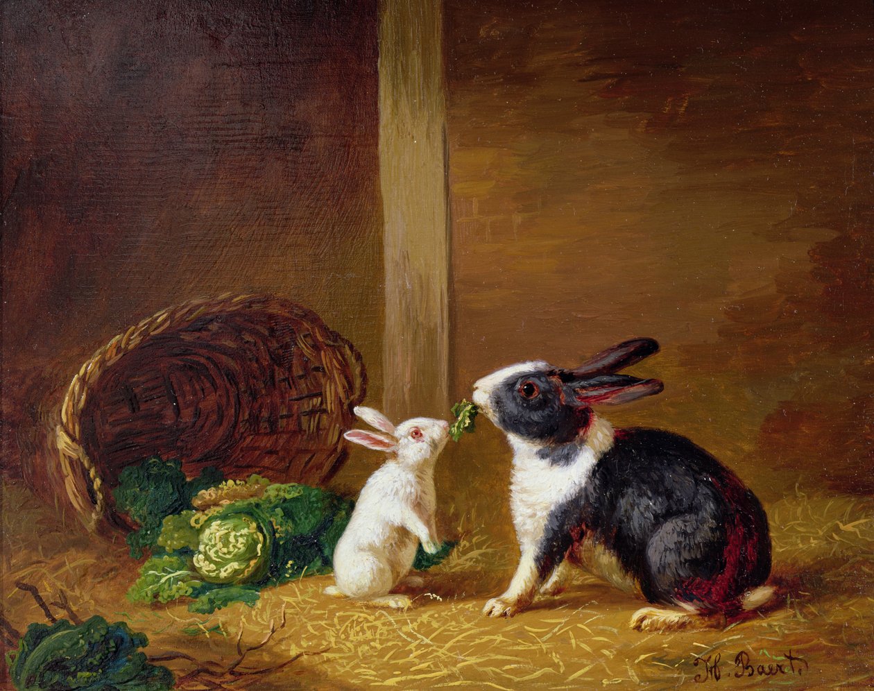 Twee konijnen door H. Baert