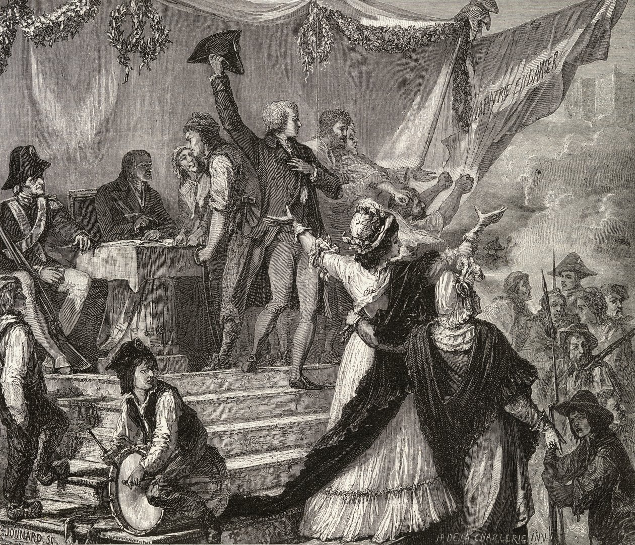 Inschrijving van vrijwilligers in de Nationale Garde in 1791 door H. de la Charlerie