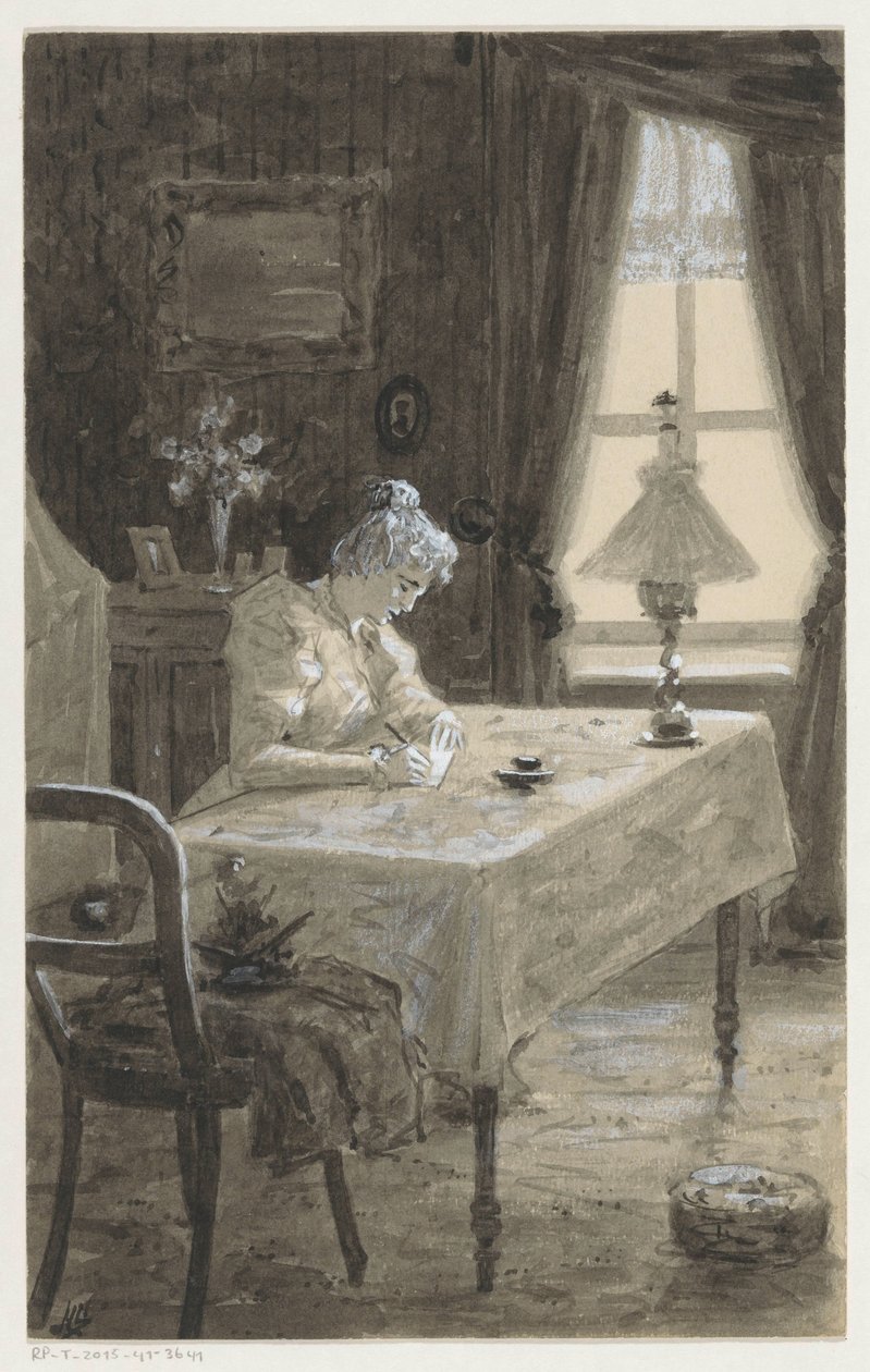 Mimi schrijft een brief door H.C. Louwerse (signed by artist)