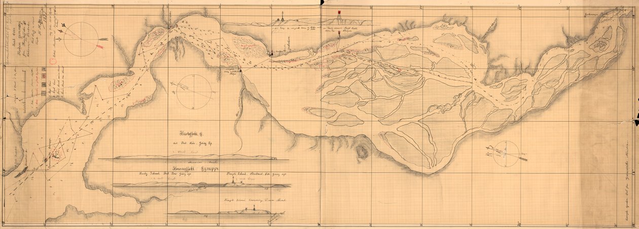 Kaart van de rivier Jenisej door H.H. Hansen