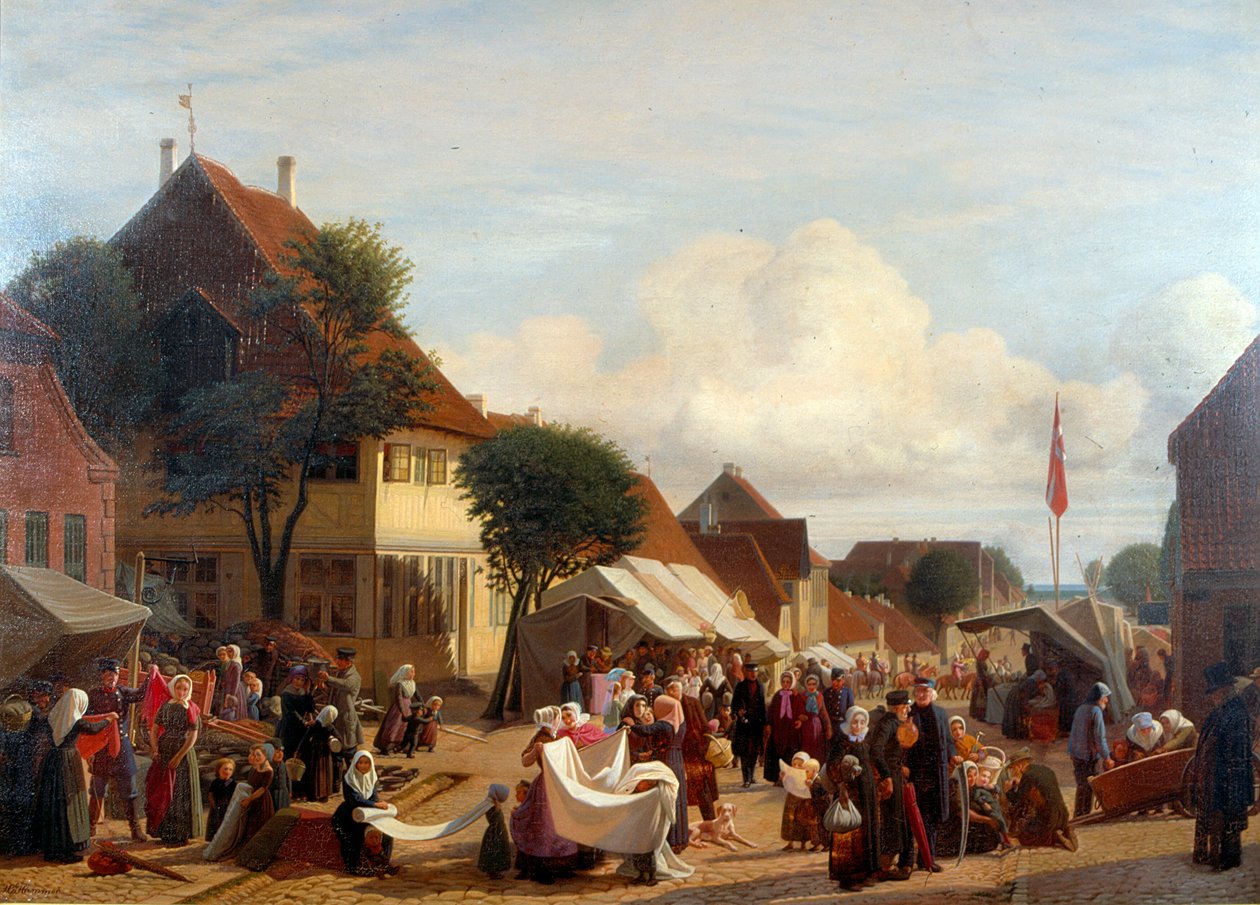 Een marktdag in Fredericia door H.J. Hammer