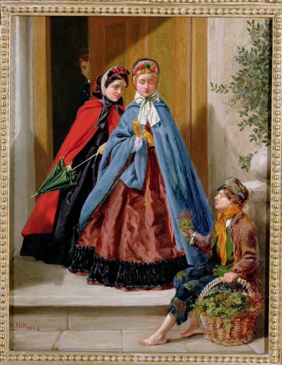 De Bloemenverkoopster, 1862 door H. Hilt