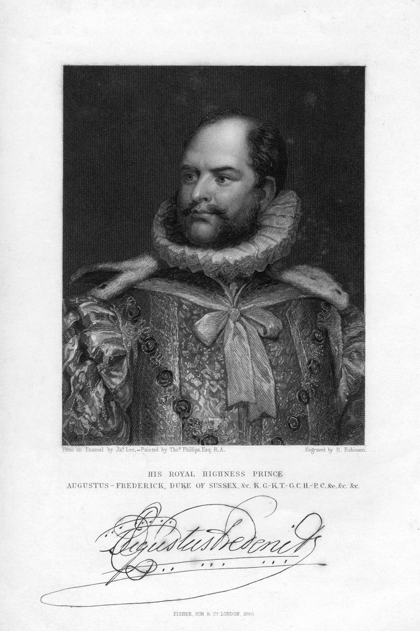 Prins Augustus Frederick, Hertog van Sussex door H. Robinson