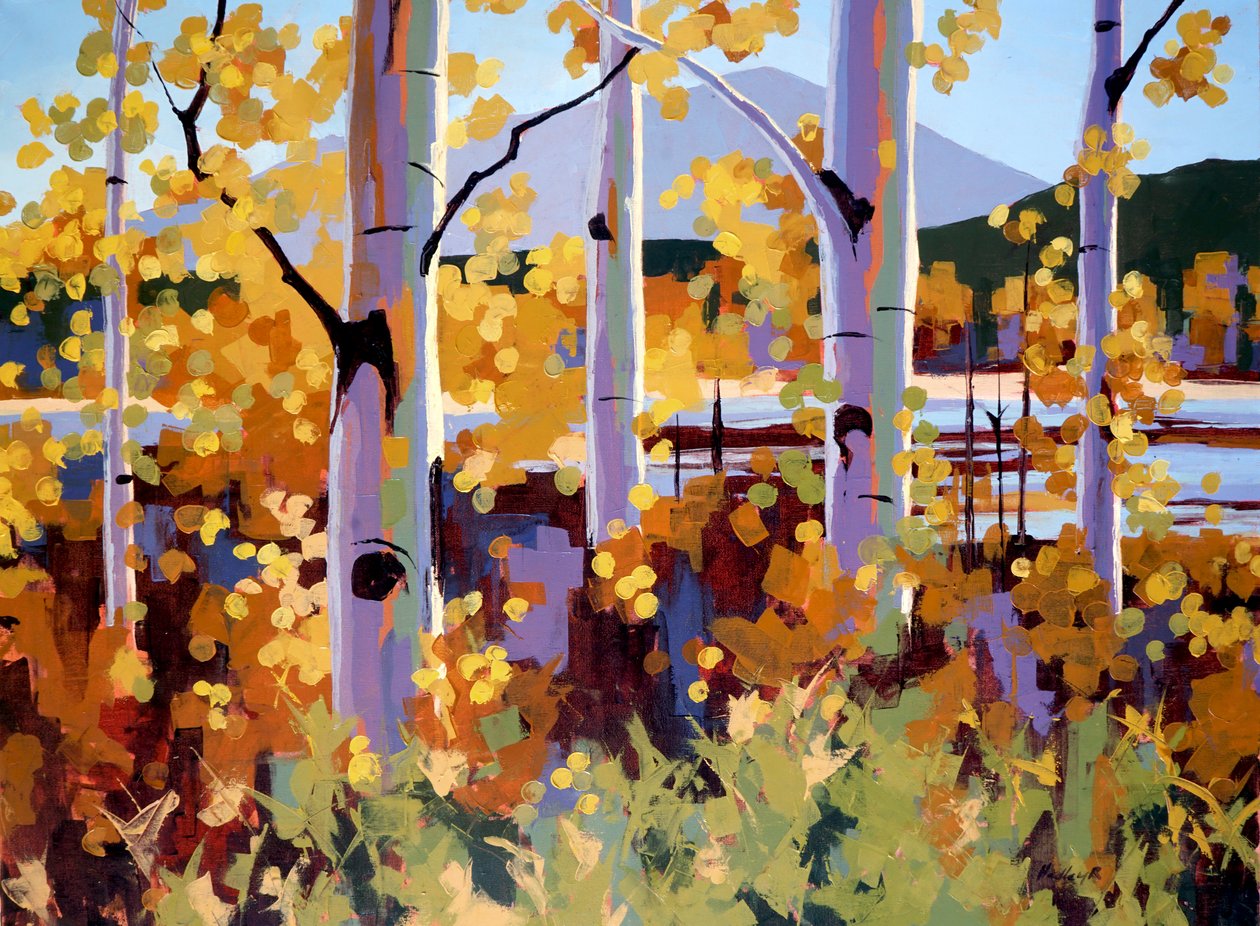 Teton Aspen, ca. 2024 (olieverf op doek) door Hadley Rampton
