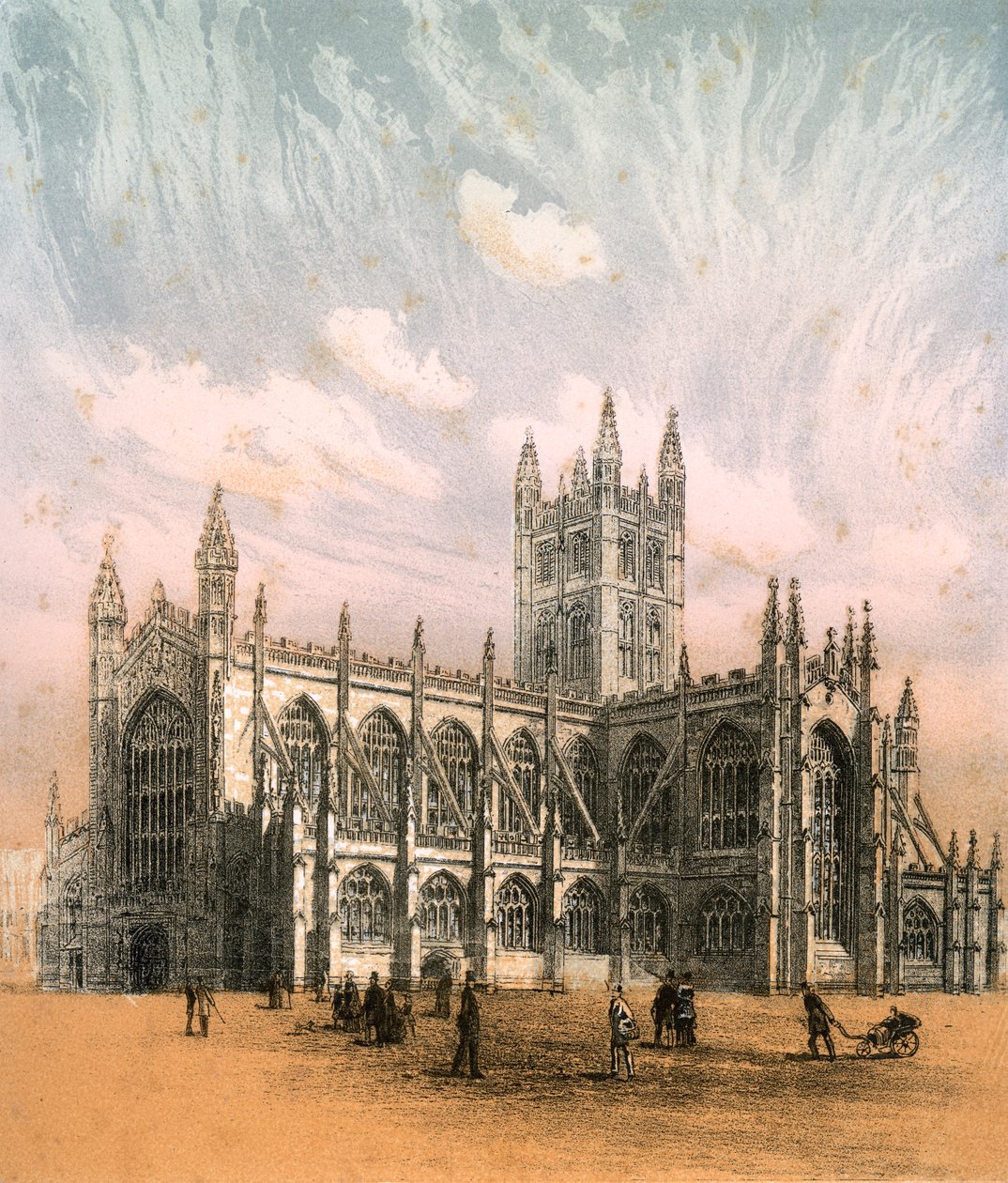 Bath Abbey, Somerset, ca. 1870 door Hanhart