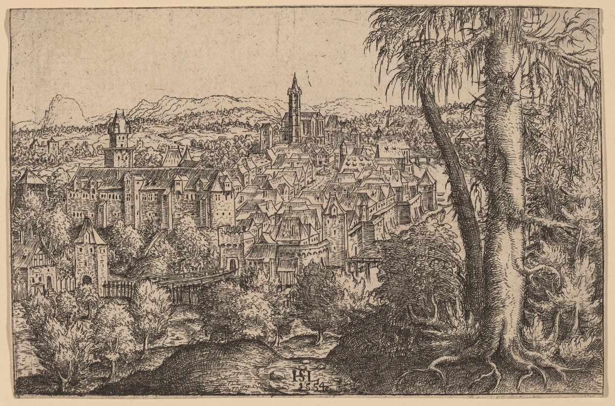 Uitzicht op Steyr aan de Enns door Hanns Lautensack