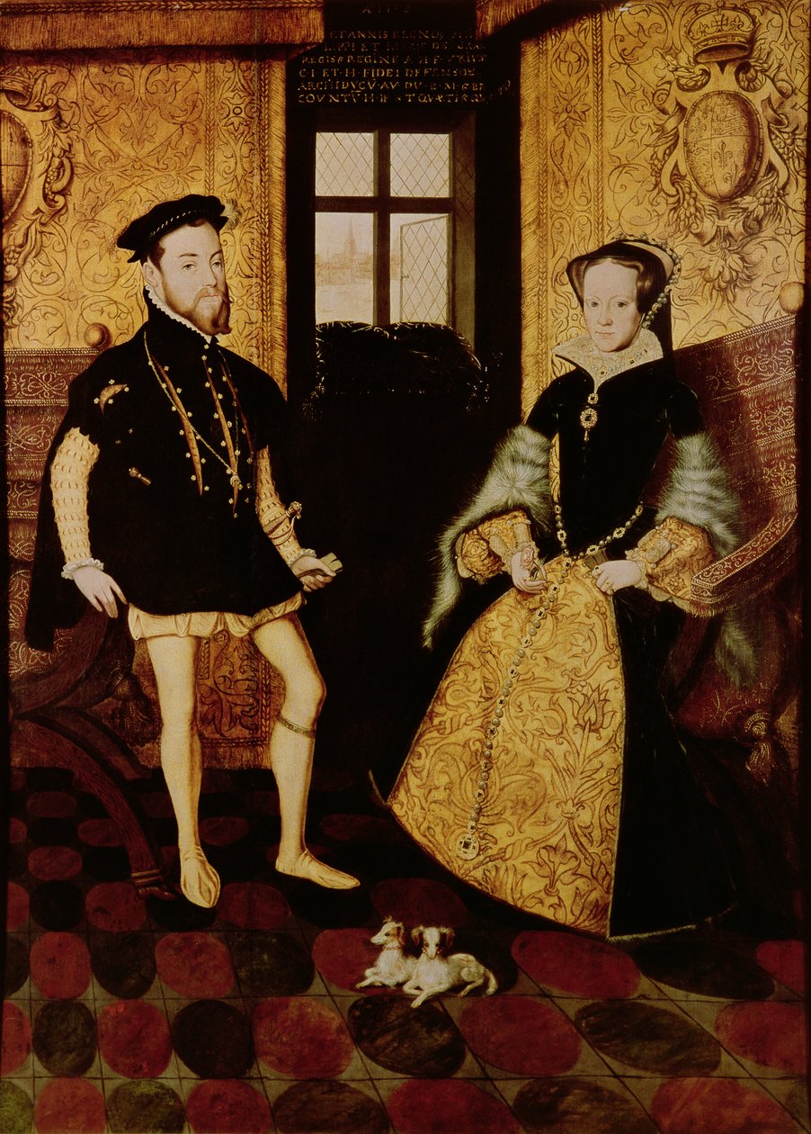 Filips II en Maria I, 1558 door Hans Eworth