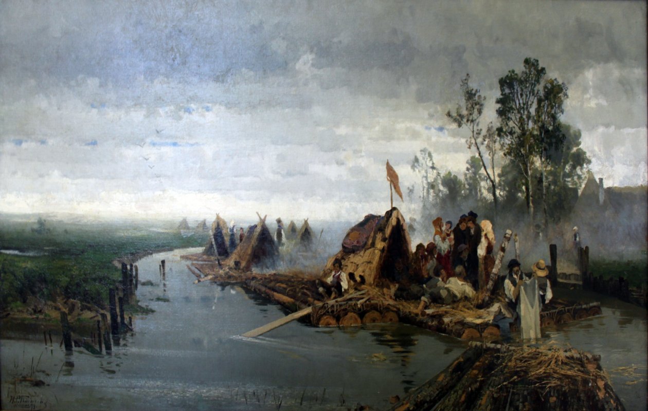Landschap met vlotten door Hans Peter Feddersen