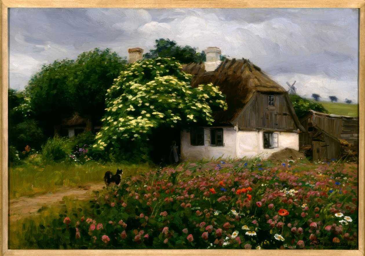 H.A. Brendekilde, Bloemenweide bij de boerderij door Hans Andersen Brendekilde