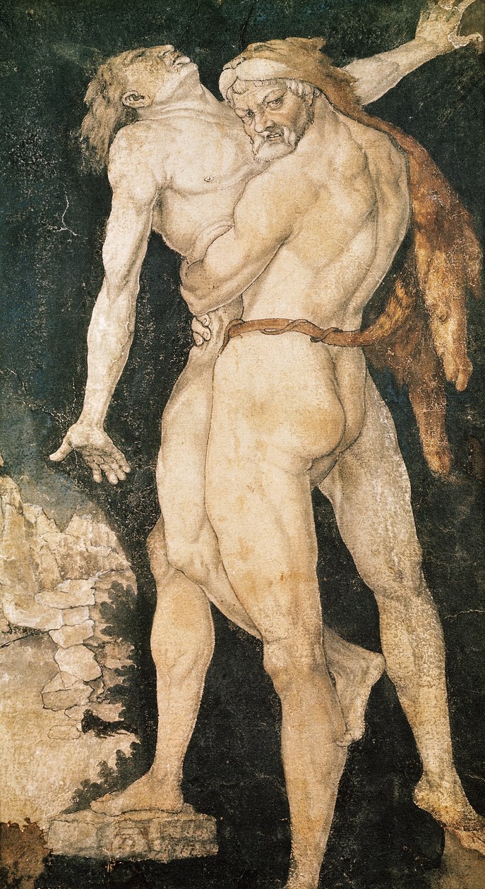 Hercules en Antaeus, ca. 1530 door Hans Baldung Grien