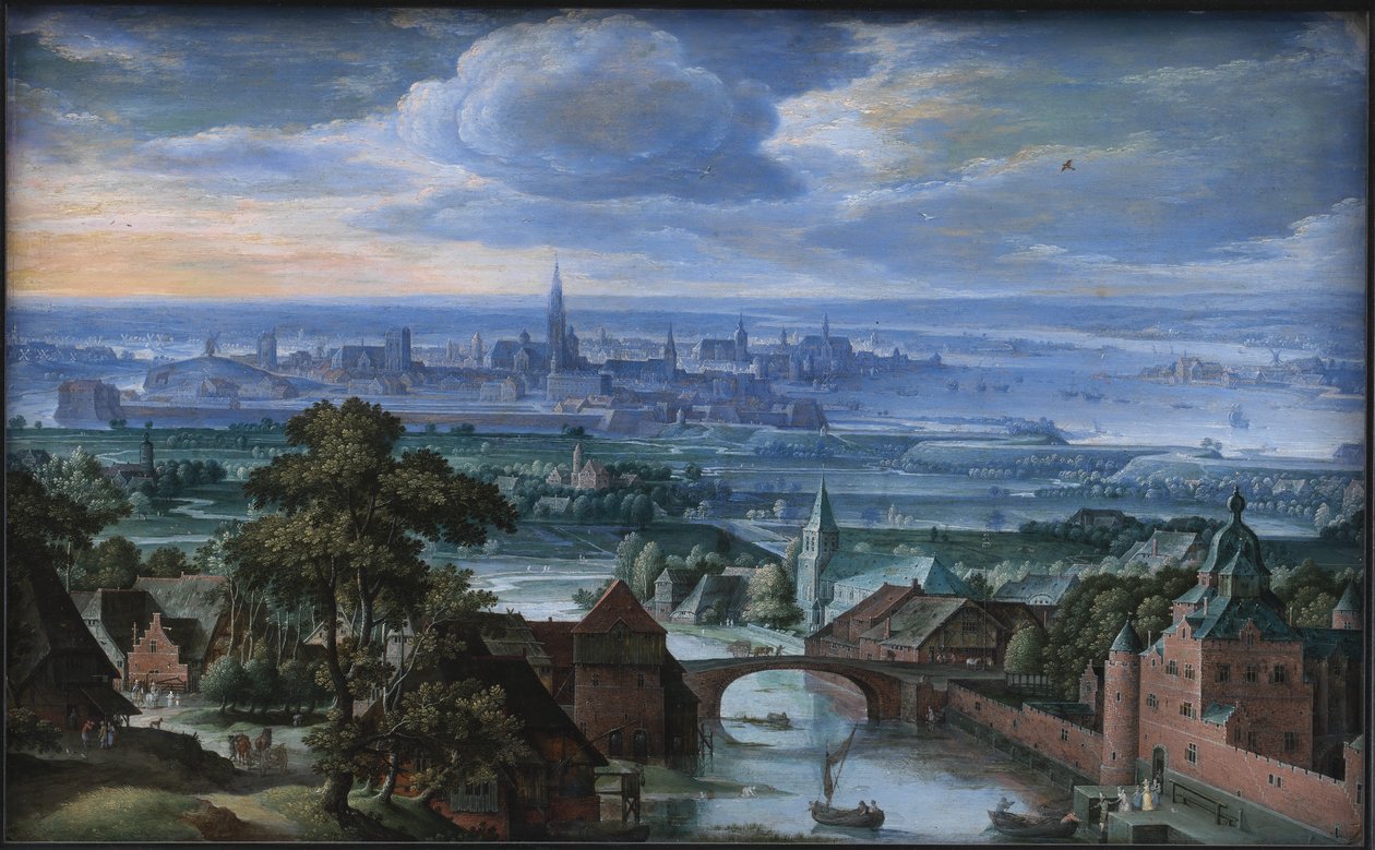Landschap met Uitzicht op Antwerpen door Hans Bol
