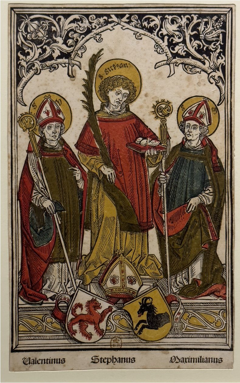 Sint Valentijn, Sint Stefanus en Sint Maximilie door Hans Burgkmair