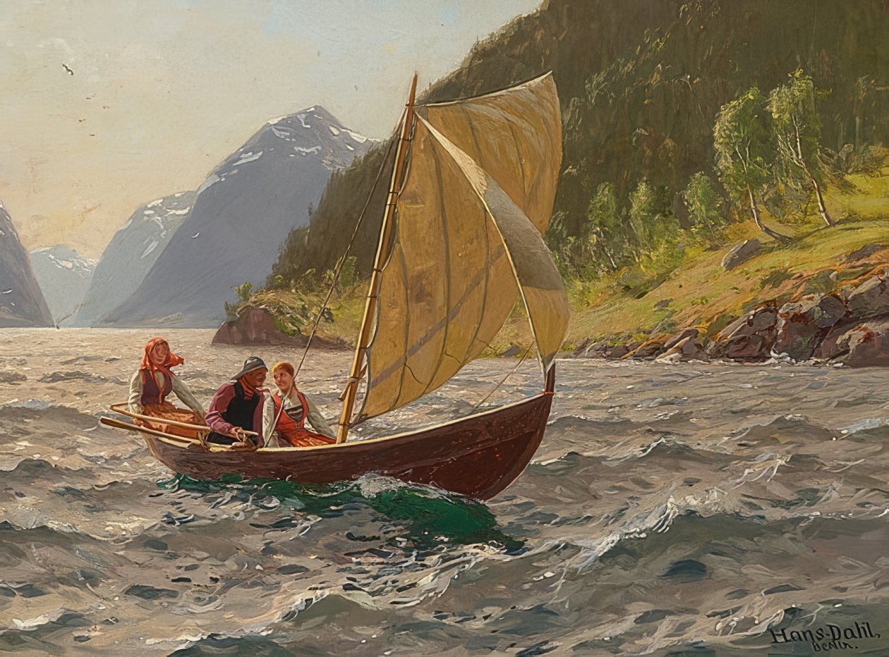Zeiltocht in Noorse fjordlandschap door Hans Dahl